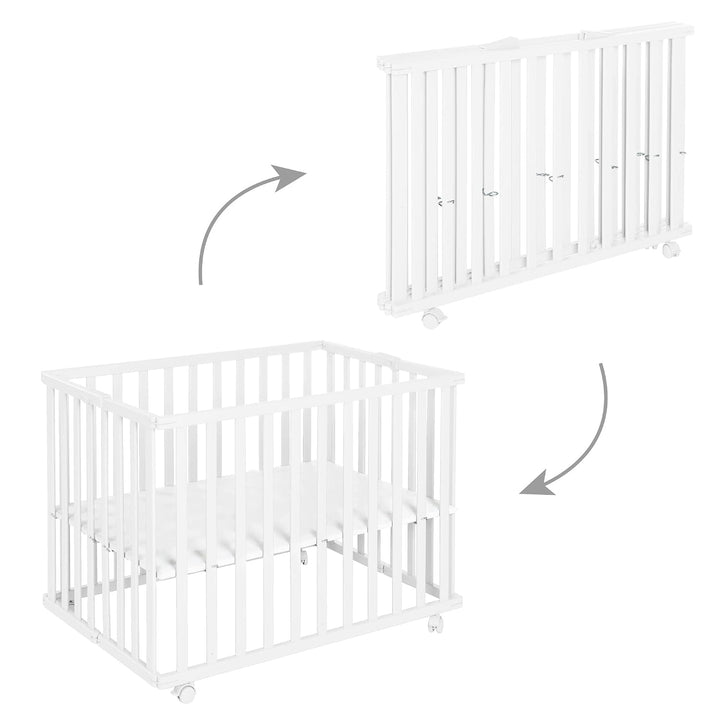 roba Laufgitter klappbar 75 x 100 cm - Platzsparender und faltbarer Baby Laufstall - Mobiles Krabbel