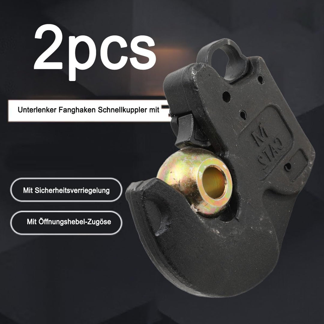 Unterlenker Fanghaken Kat.2s Schnellkuppler bis 66 KW / 90 PS 2er Set + Kugel für 60-120 PS Traktor