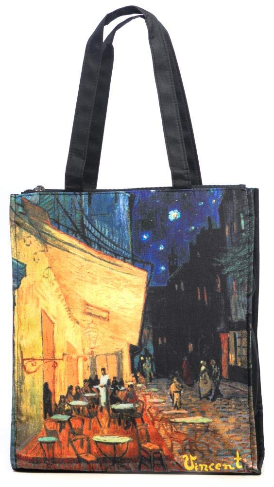 LUCKYWEATHER Shopper Einkaufstasche Twin Double Bag Damen Motiv Vincent van Gogh CAFÉTERASSE AM ABEN