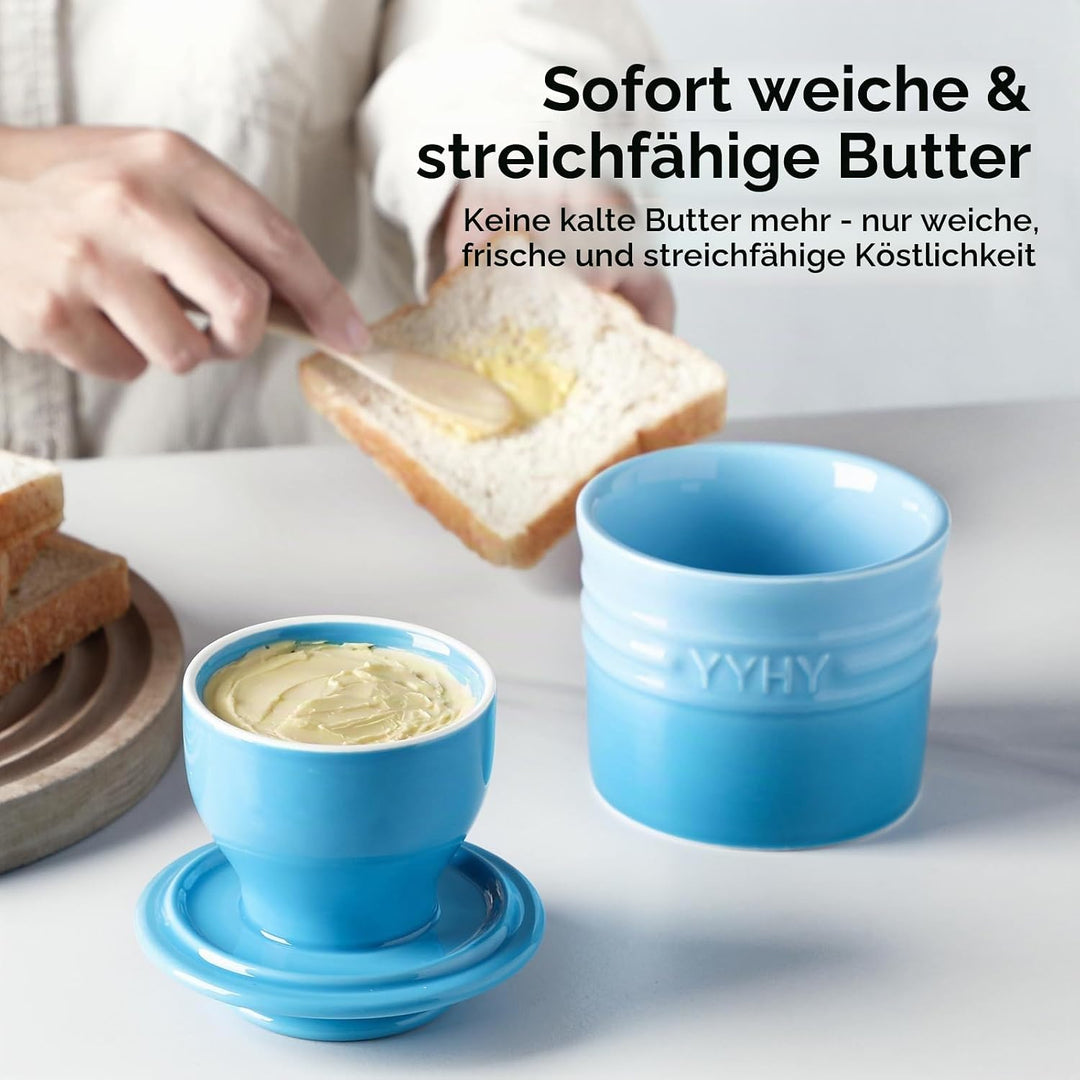 Y YHY Französische Butterdose, Butterdose wassergekühlt mit Wasserlinie, Keramische Butterglocke für