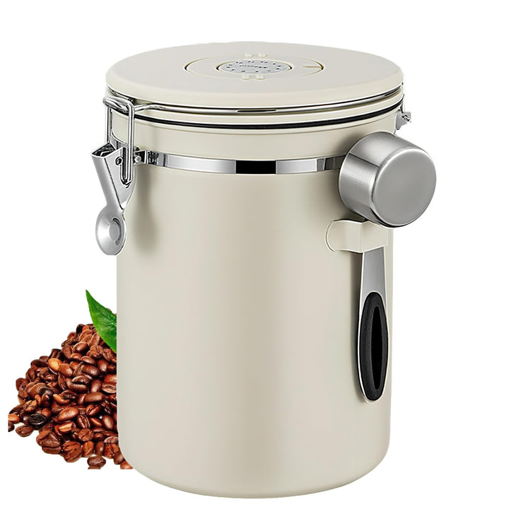 2800ml Edelstahl Kaffeebehälter Luftdicht (304er) Mit Frische- Datumsrad&amp; CO2- Ventil| mit 30ml Mess