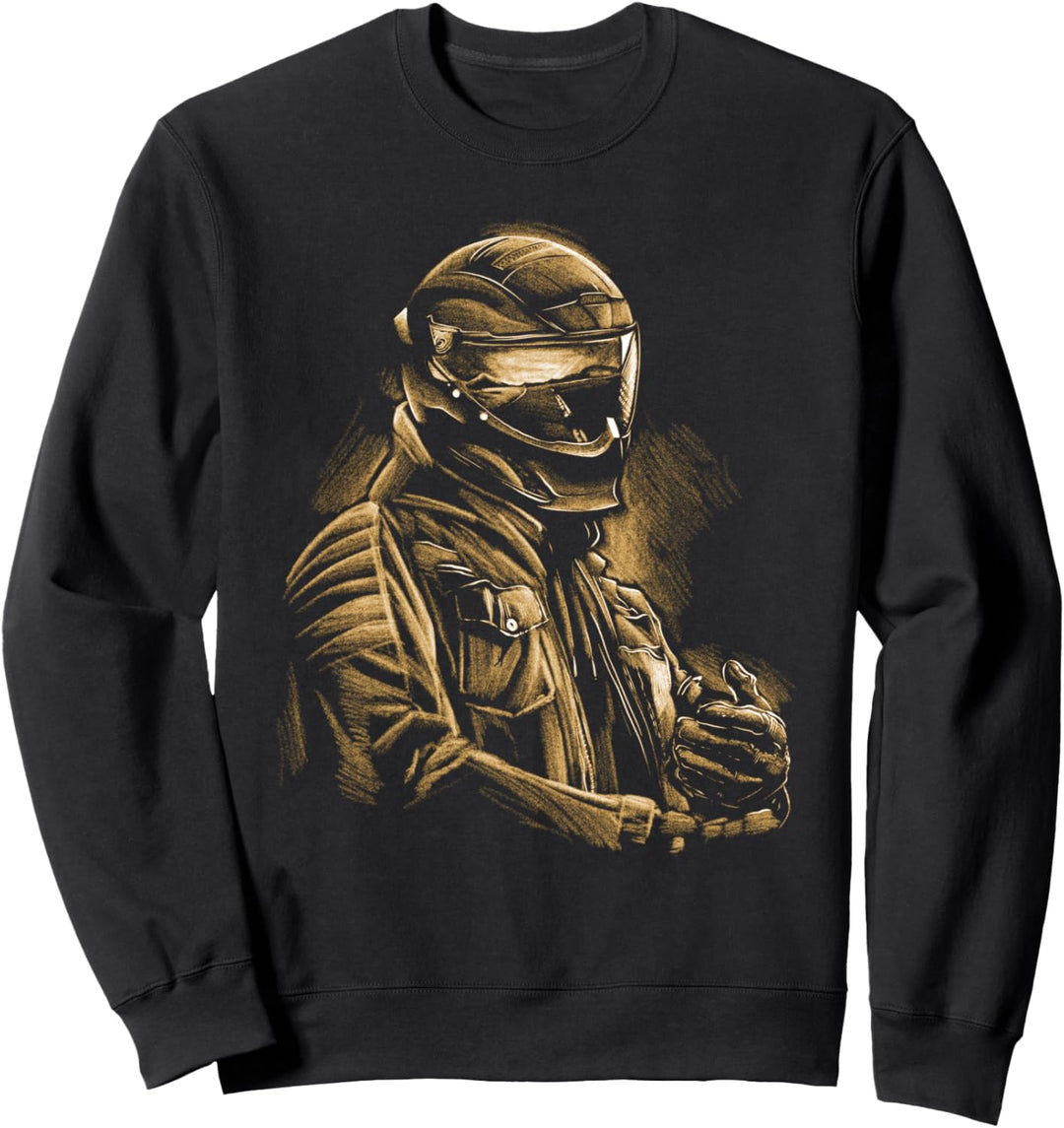 Motorradfahrer mit Helm Motorrad Sweatshirt