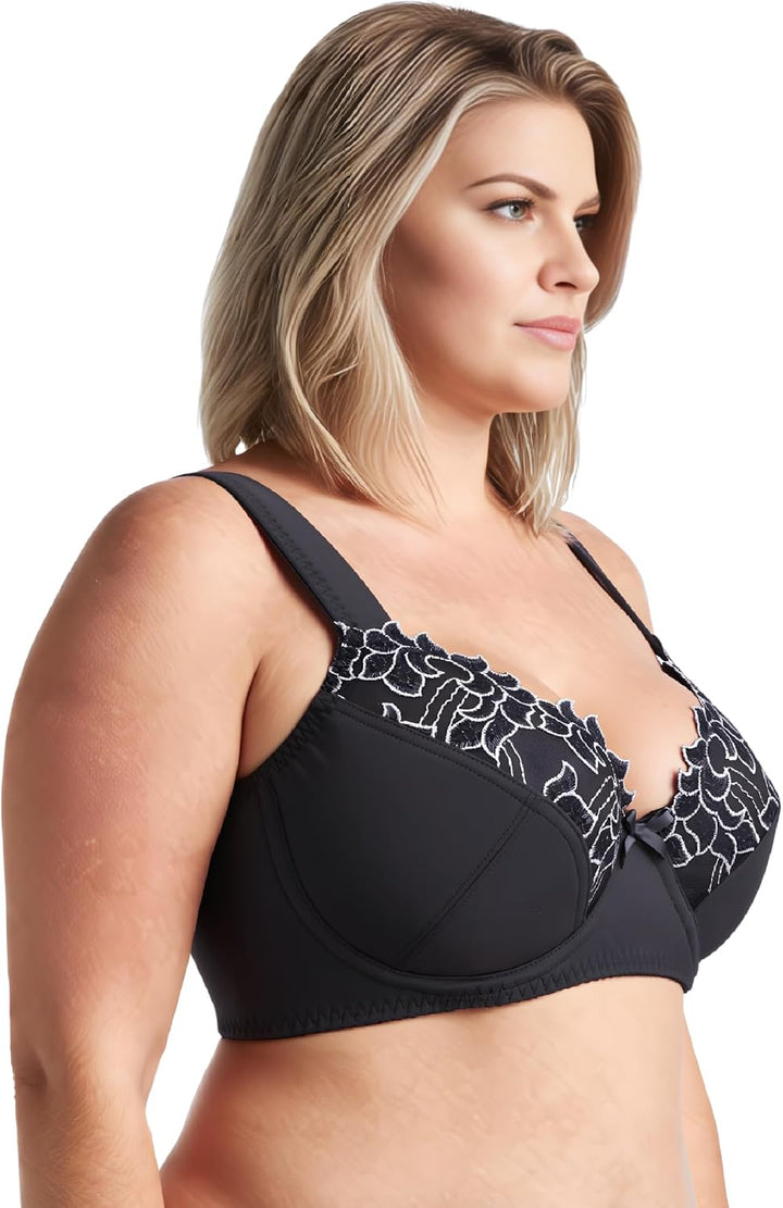 Curve Muse Damen Übergrösse Minimizer Bügel-BH mit Stickspitze- x2 or x3 85C Pink,dark Grey(2 Pack),