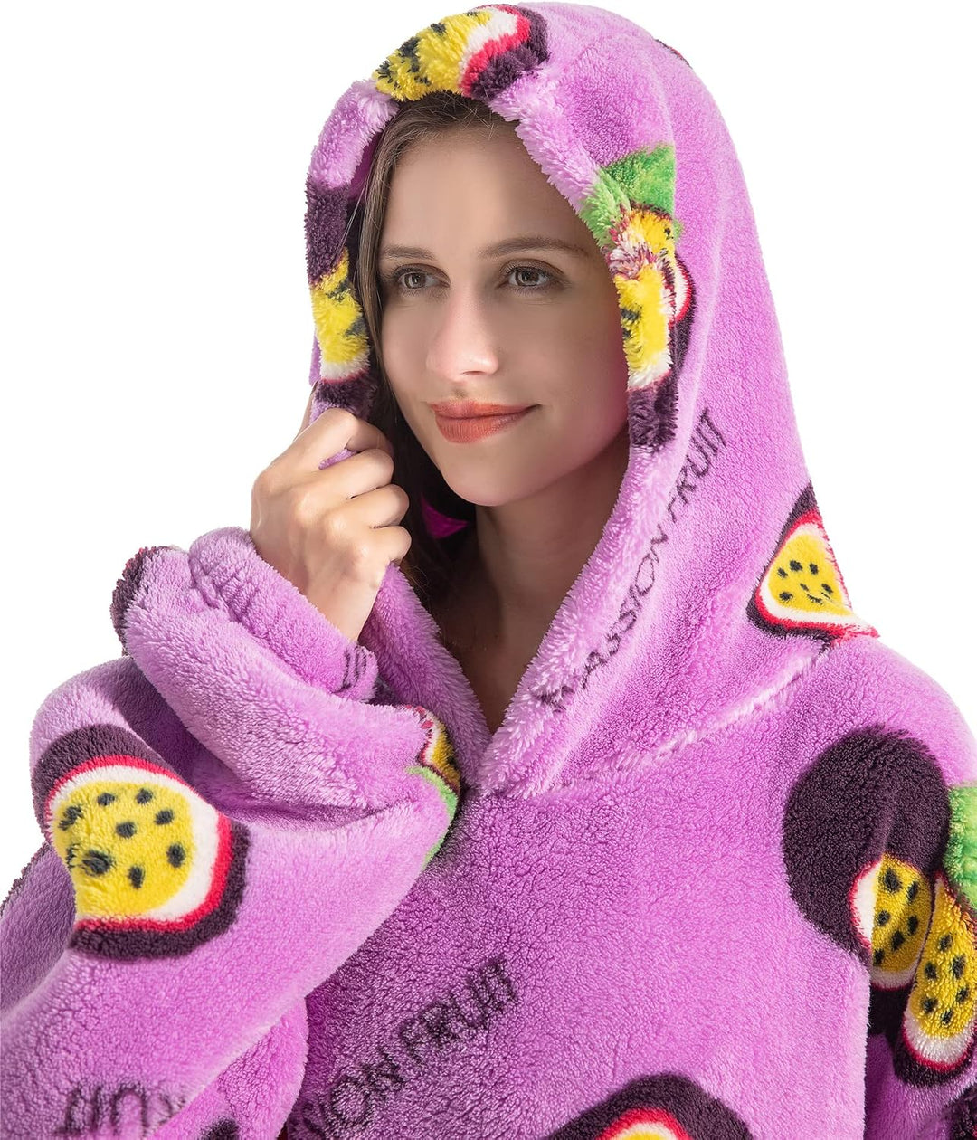 Verlängert Übergrosse Hoodie Decke,Decken Hoodie Damen mit Tasche und Kapuze,Superweiche und Warme K