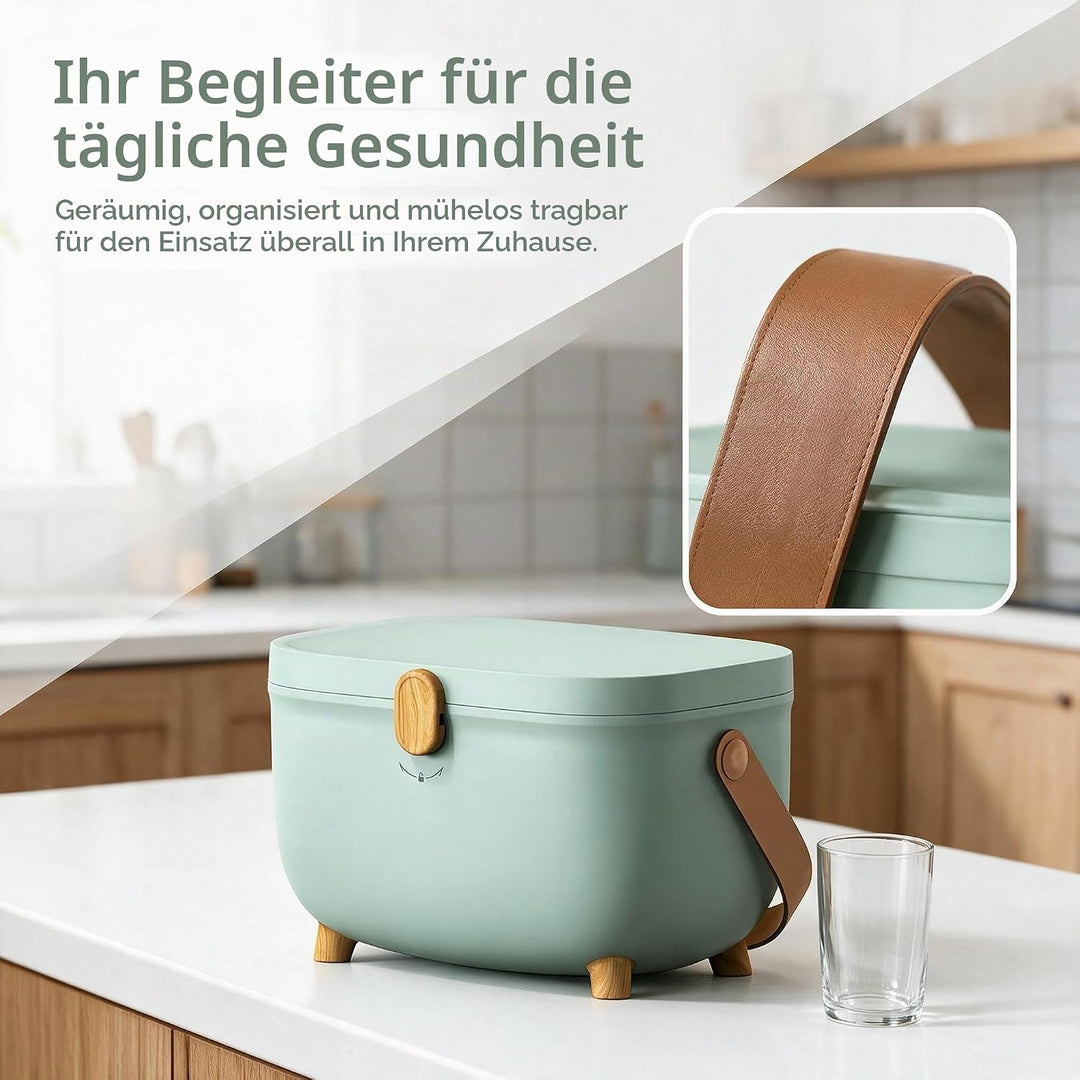Medikamenten Aufbewahrung, Oval Doppelschichtig Hausapotheke Kiste Plastik, Tragbare Medikamentenkof