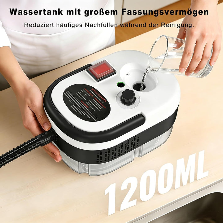 Dampfreiniger Handgerät 2500W, 3 Bar, 1200ml Wassertank, 6 Stufen