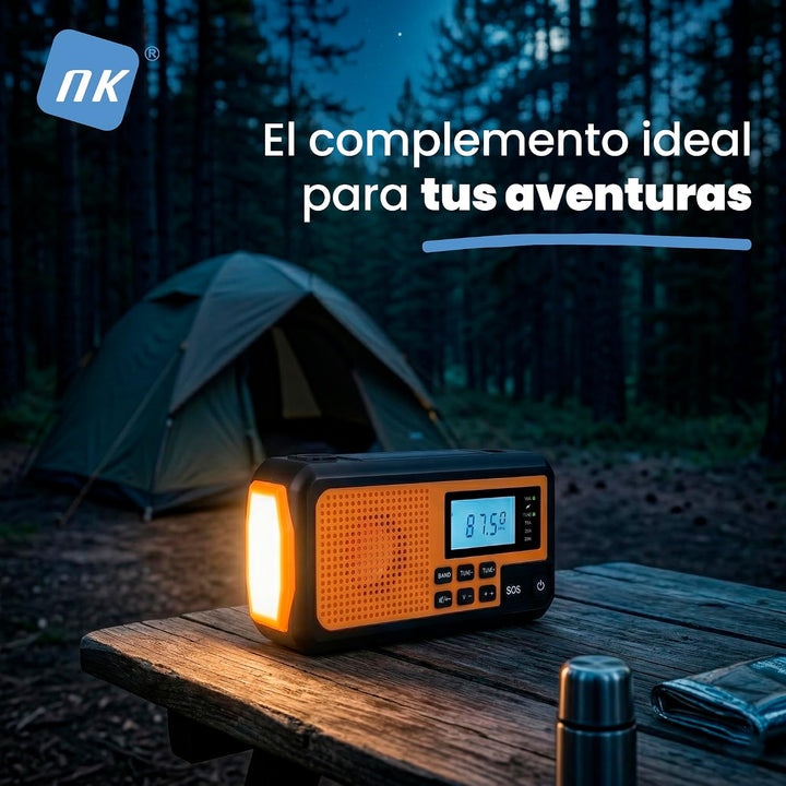 NK Solar-Notfallradio – 4000mAh Powerbank, FM/AM/SW, LED-Taschenlampe, LCD-Display, SOS-Alarm, Handk