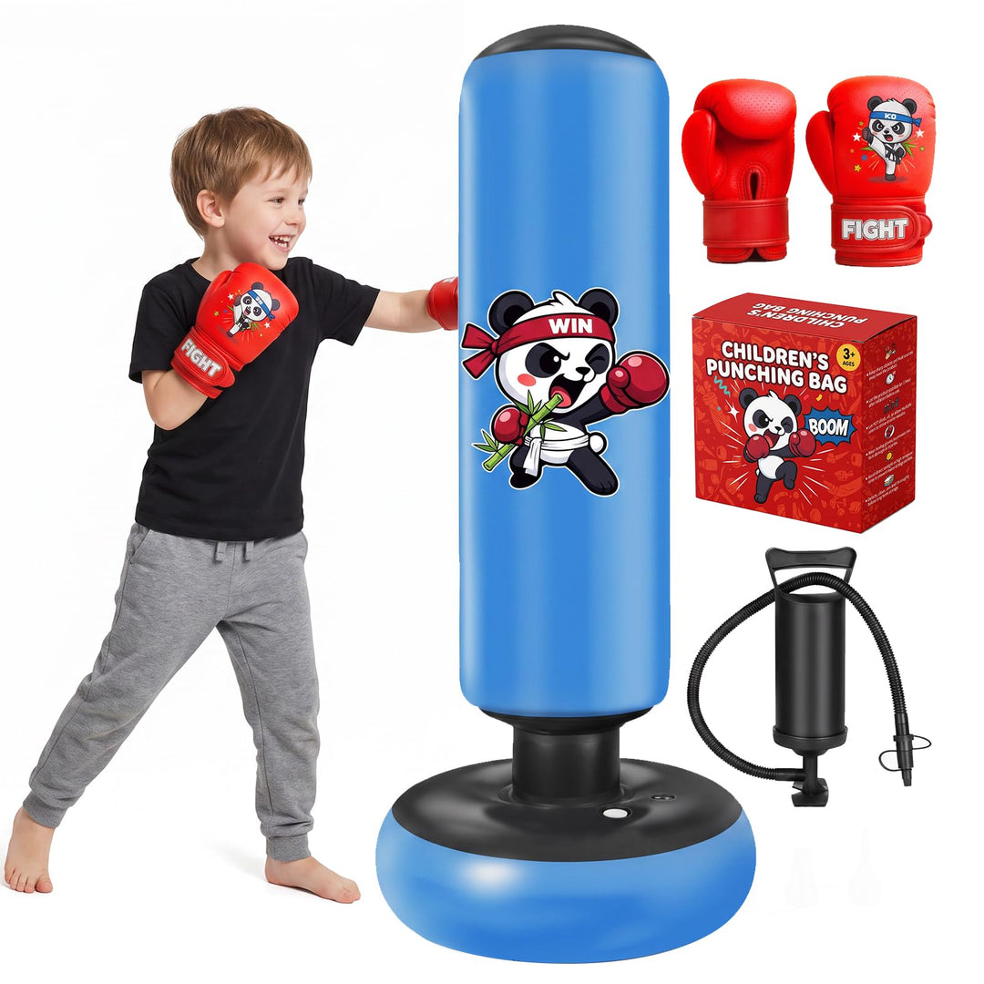 Boxsack für Kinder, Qoosea 130cm Aufblasbarer Boxsack Stehend Standboxsack Blau, Blau