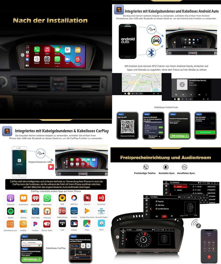 Erisin 8.8 Zoll 8-Kern 4GB+64GB Android 12.0 Autoradio GPS Navigation für BMW 3er E90 E91 E92 E93 5e