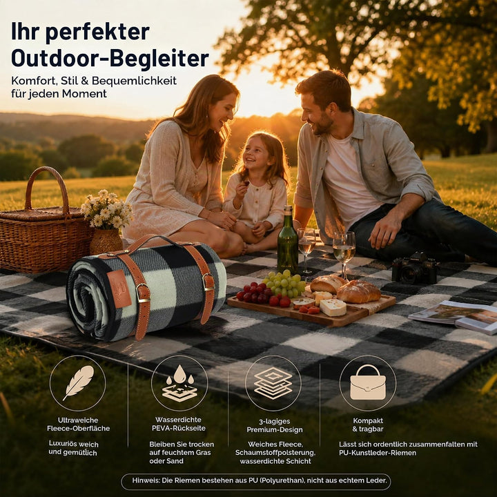PortableAnd Picknick- und Draussen-Decke für Wasserabweisende, handliche Matte, Tragetasche, Frühlin