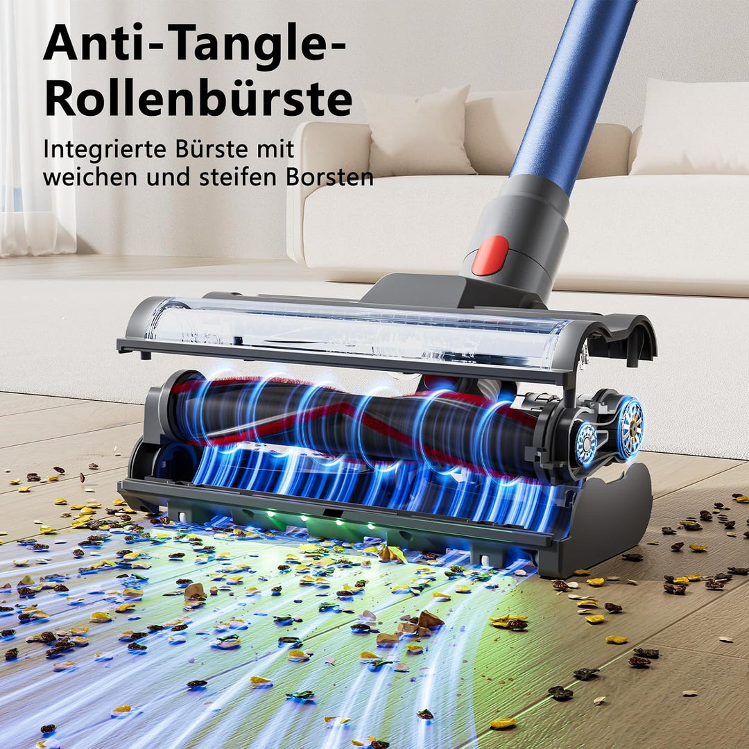 Akku Staubsauger, 58000Pa Staubsauger Kabellos, Akkustaubsauger mit Display &amp; LED, Anti-Tangle-Bürst
