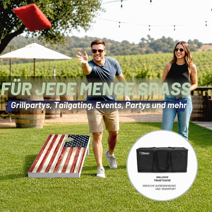 GoSports Klassisches Cornhole Set - Enthält 8 Sitzsäcke, Reiseetui und Spielregeln (Stilwahl) Amerik