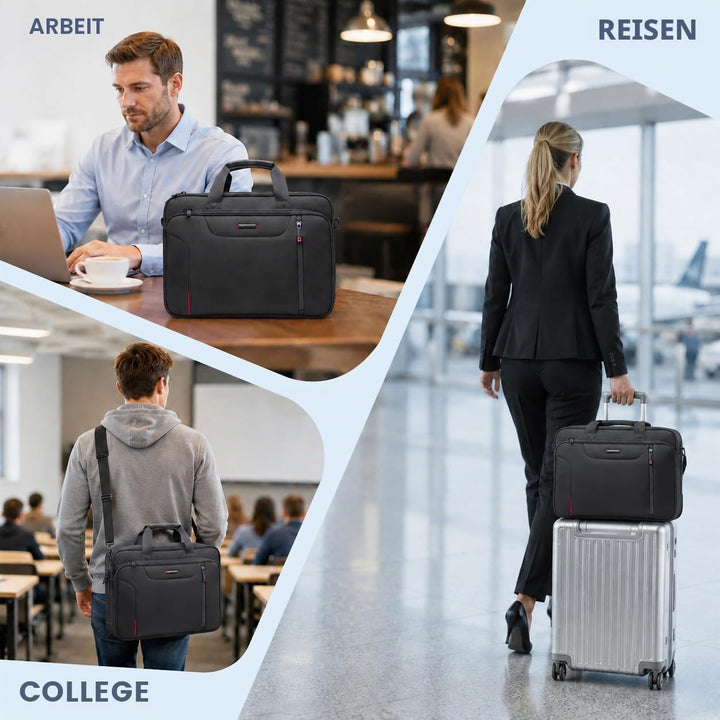 EMPSIGN Laptoptasche Laptop Aktentasche Schwarz/Rot, Schwarz/Rot