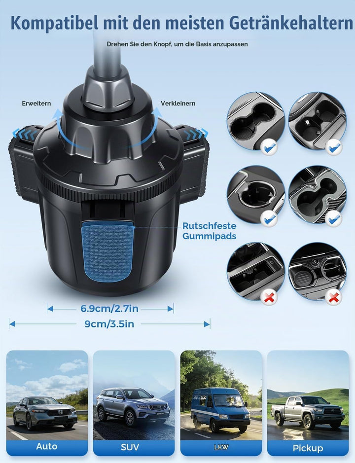 PAIRIER Magnetische Handyhalterung Auto Becherhalter, 360° drehbar