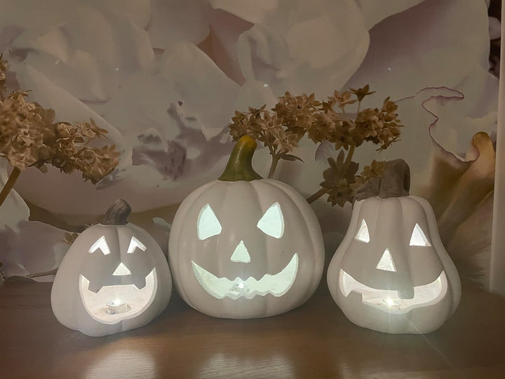 khevga Halloween Deko Kürbis Herbstdeko Windlicht Deko-Kürbis LED Beleuchtet (mit LED weiss), Mit Le
