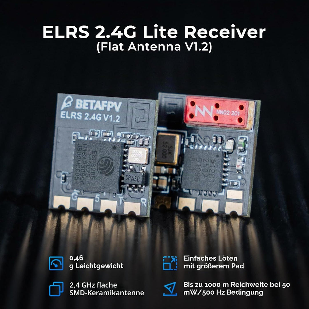 BETAFPV ExpressLRS Lite Receiver mit Flat SMD Ceramic Antenna High Refresh Rate Long Range Performan