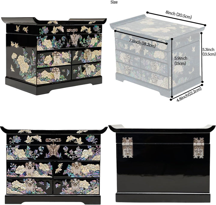 February Mountain Mother of Pearl Wooden Jewelry Organizer Box – Jewelry Storage Box for Women, Feat
