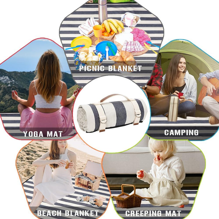 Wasserdichte Picknickdecke, tragbar, mit Tragegurt, für Strandmatte oder Familie, Outdoor, Camping,