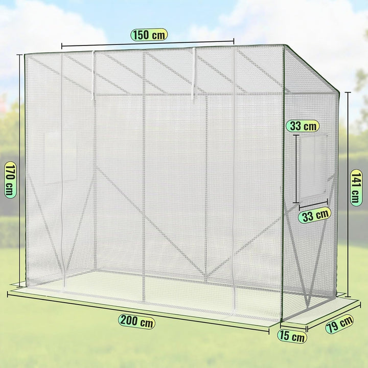 Velway Gewächshaus Tomatengewächshaus Begehbares 200x79x170/141cm | Witterungsschutz Schrägdach Foli