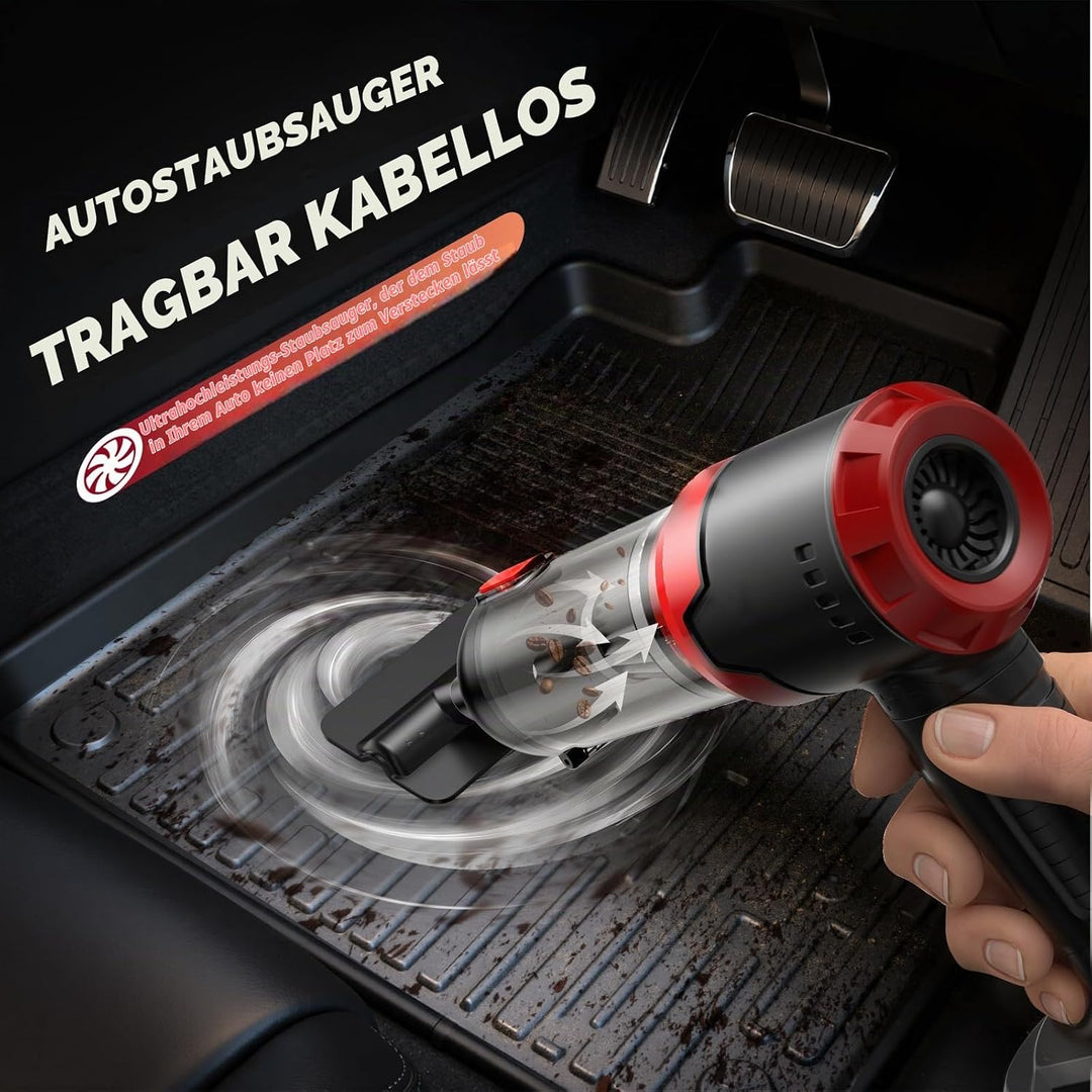 KITBEZN Handstaubsauger Akku, 28000PA Auto Staubsauger Kabellos, Schwarz, Schwarz