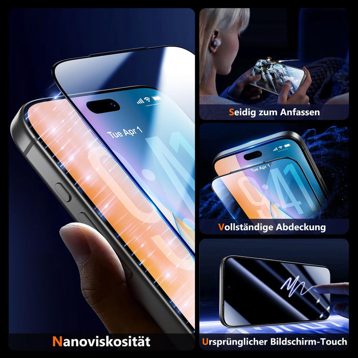 UniqueMe für 18 Pro für Panzerglas, 9H-Härte - 2 Stück Schutzfolie Transparent für iPhone I8 Pro, Tr