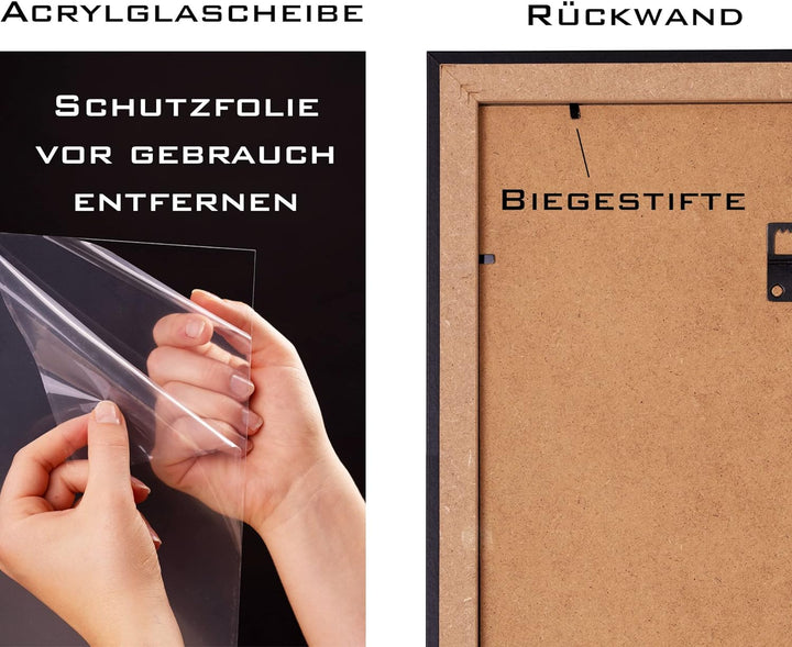 Rahmendesign24 Bilderrahmen Milano 70x90 Schwarz (matt) Fotorahmen, Wechselrahmen, Posterrahmen, Puz