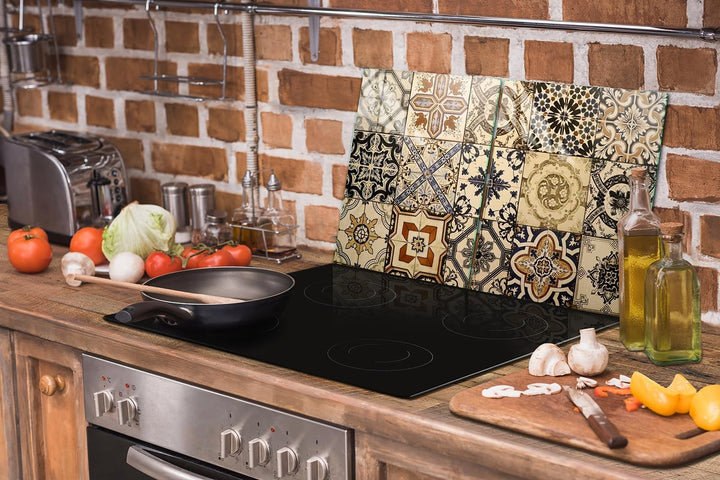 TMK ArtDeko Herdabdeckplatte 2 Teilig 40x52 + 60x52 cm - Spritzschutz Herdabdeckung – Herdschutz aus