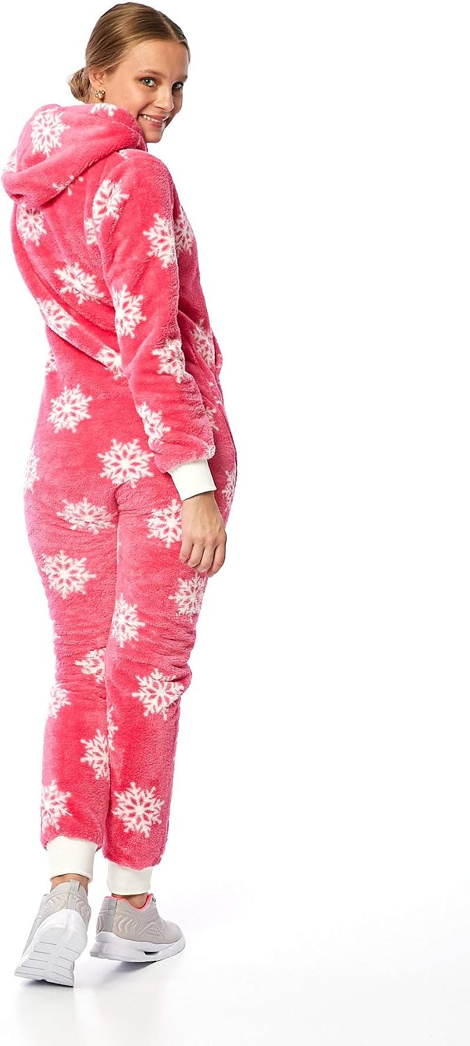 Crazy Age Teddyfleece Teddyfell mit Muster Jumpsuit flauschig und kuschelig One Piece Overall warm M