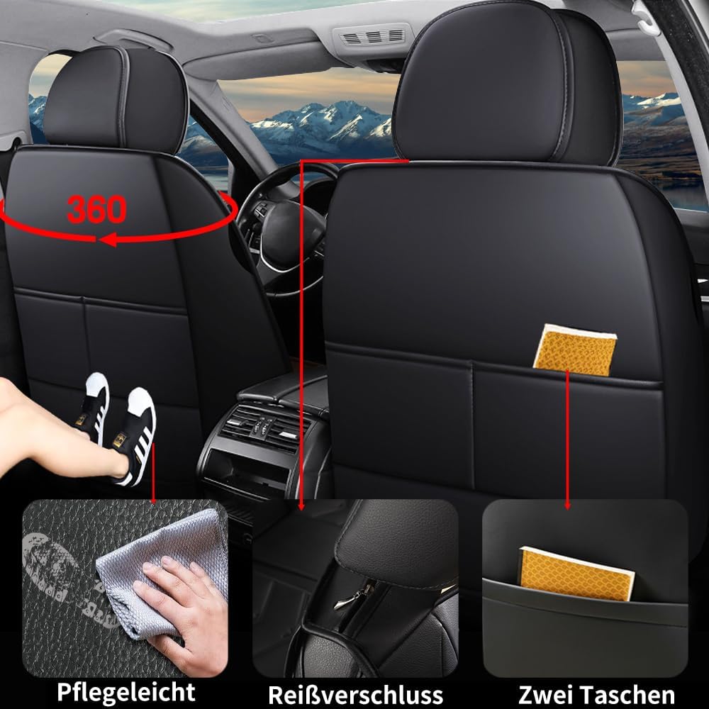 Autositzbezüge Auto Vordersitz 2 Stück Set, Autositzbezüge Leder Universal Set, Geeignet VW Golf TIG