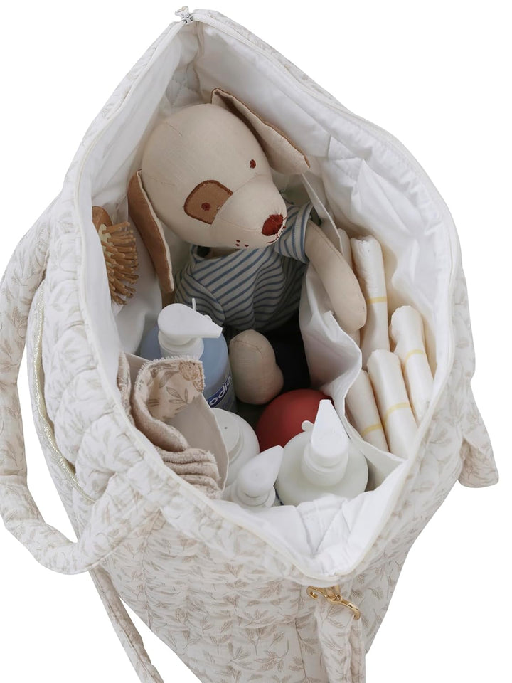 VERTBAUDET Wickeltasche „Plume“ beige bedruckt/hygge