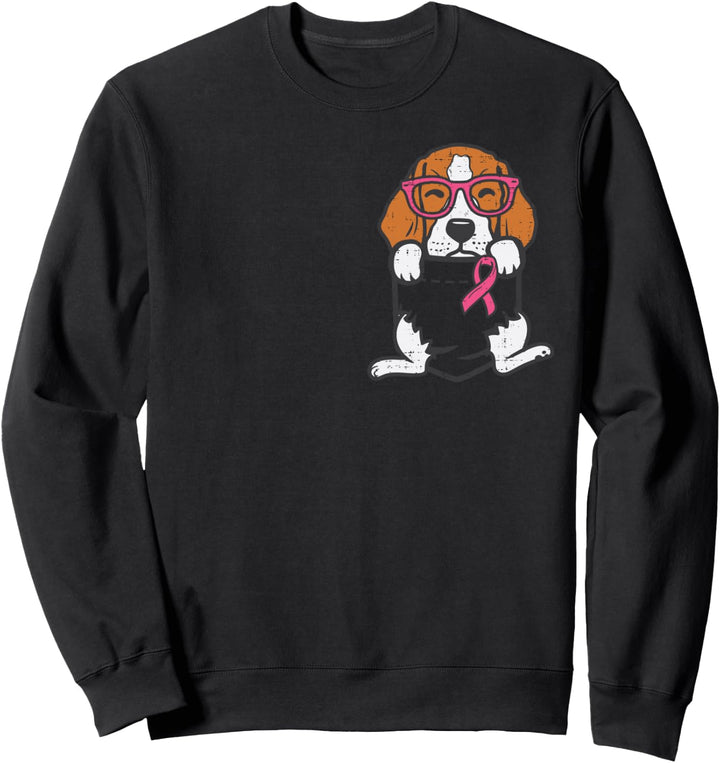 Pocket Beagle Feet Pink Ribbon Brustkrebsaufklärung Hund Sweatshirt
