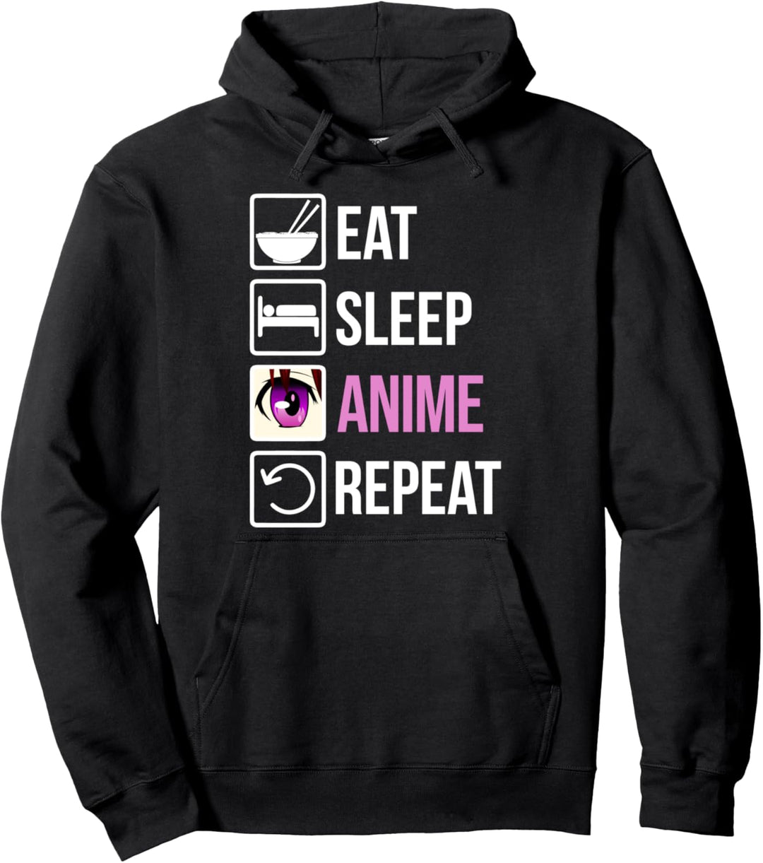 Eat Sleep Anime Repeat - Manga Spruch Anime Pullover Hoodie