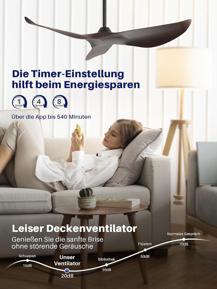 Sofucor 97cm Smart Deckenventilator mit Fernbedienung, Leise Deckenventilator mit Alexa/APP, WLAN, D