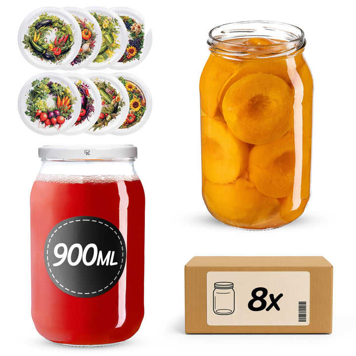 KADAX Einmachgläser 900ml TO82, Grosse Sturzgläser mit Schraubdeckel, Einkochgläser Fermentierglas f