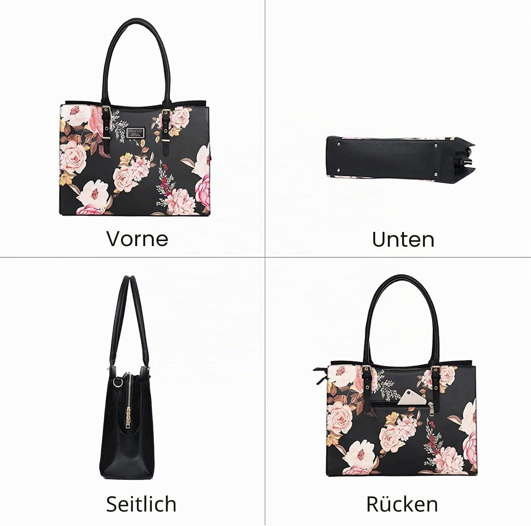 MOSISO Laptop Tote Tasche, 15,6 Zoll PU Leder Laptoptasche Handtasche 15.94 inches Schwarz, 15.94 in