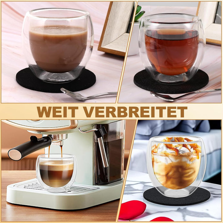 Espressotassen Set, Doppelwandige Gläser, 4 X 80 Ml
