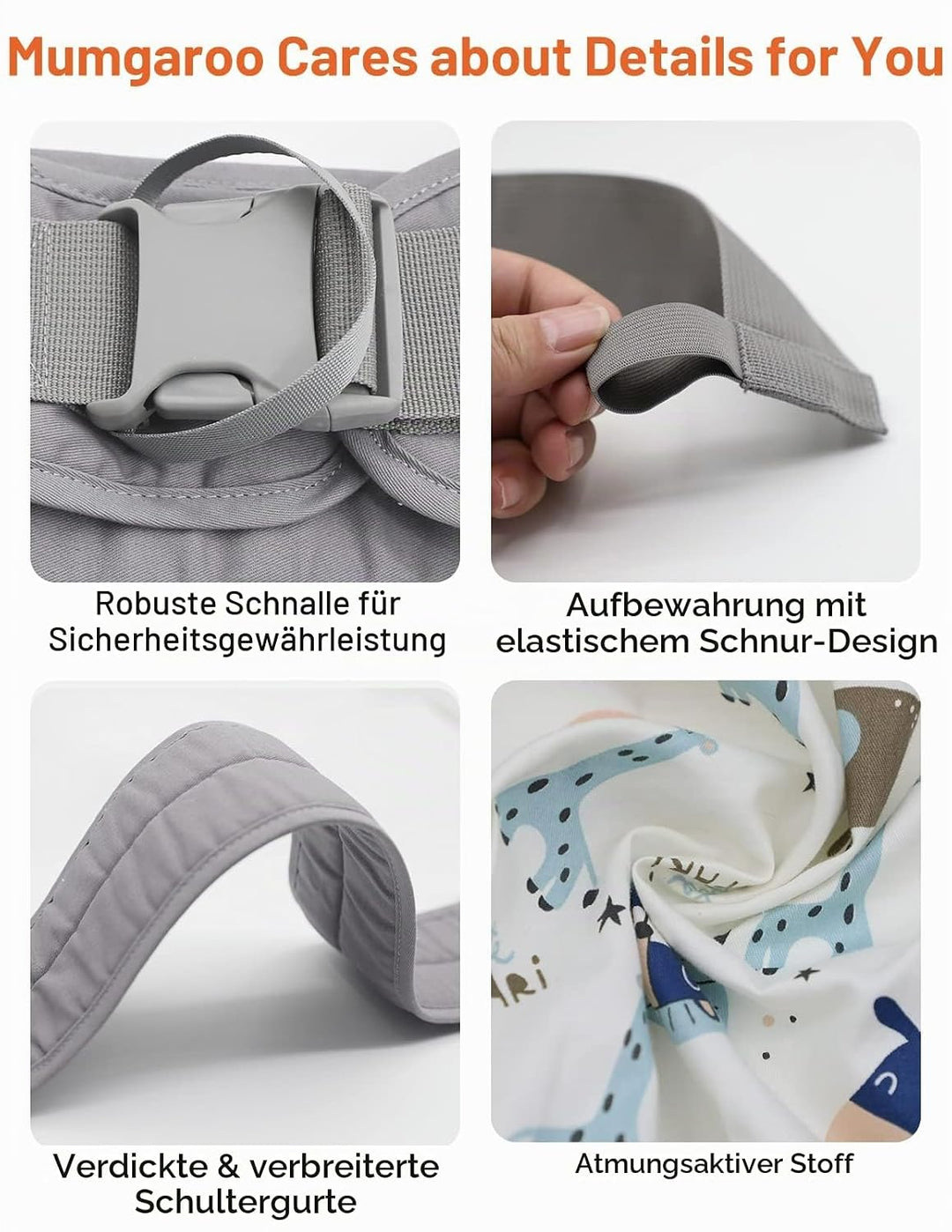 Tragetuch Baby, Mumgaroo Babytrage Neugeborene ab Geburt, On the Go Multifunktionale Tragetuch, Baby