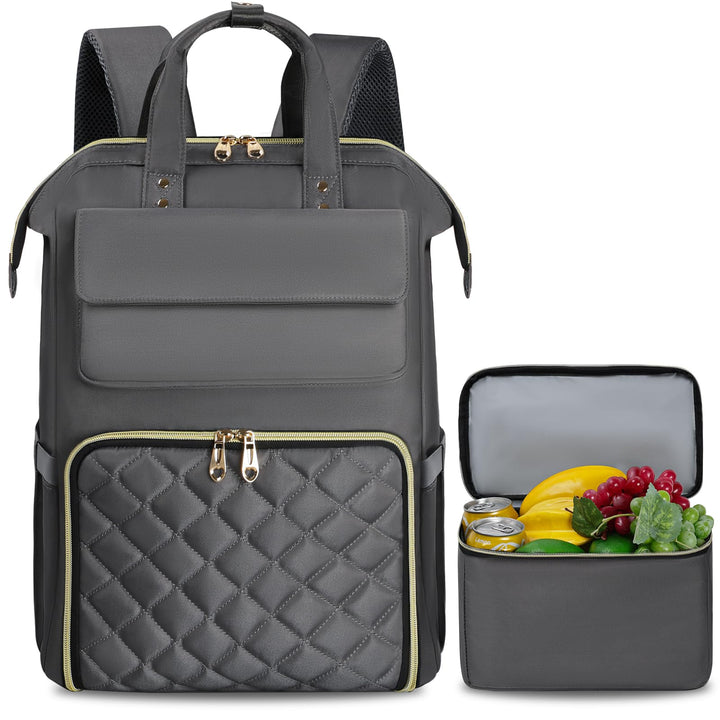 BERTASCHE Lunch Rucksack, Laptop Rucksack Damen 15,6 Zoll mit Isoliertes Kühltasche, 2-in-1-Arbeitsr