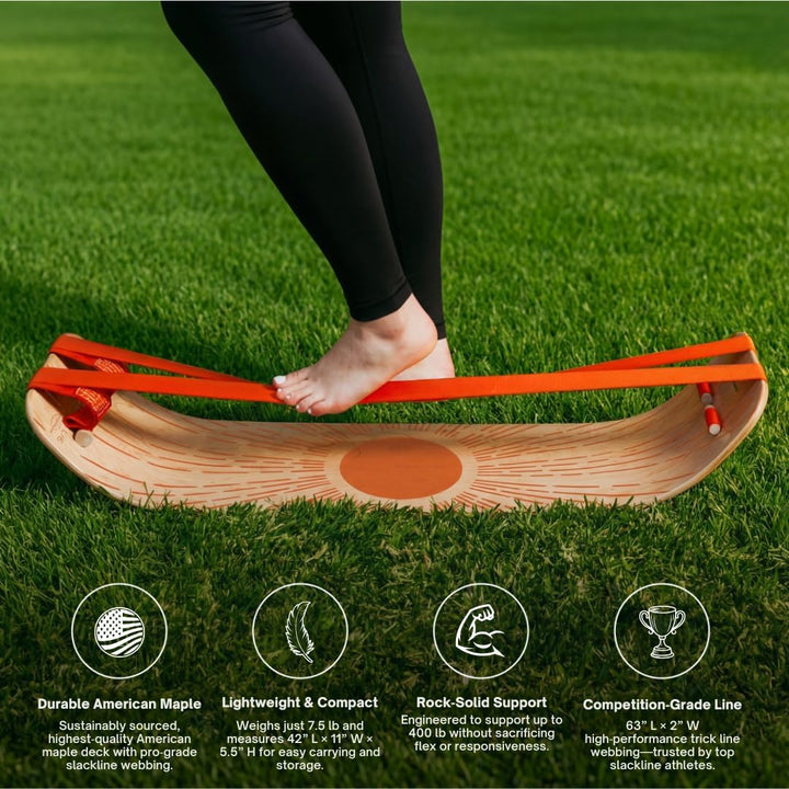 Gibbon GiBoard Balance Board für Erwachsene &amp; Kinder – Slackline Trainingsgerät Home Gym Training –