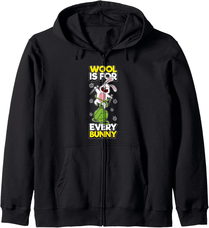 Wool Is For Every Bunny - Hase Wollknäuel Spruch - Stricken Kapuzenjacke