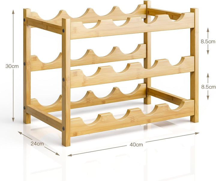 Dripex Weinregal, 2er Set, klein Flaschenregal, Flaschenhalter 3 Ebenen 12 Flacshen-2er Set, 12 Flac