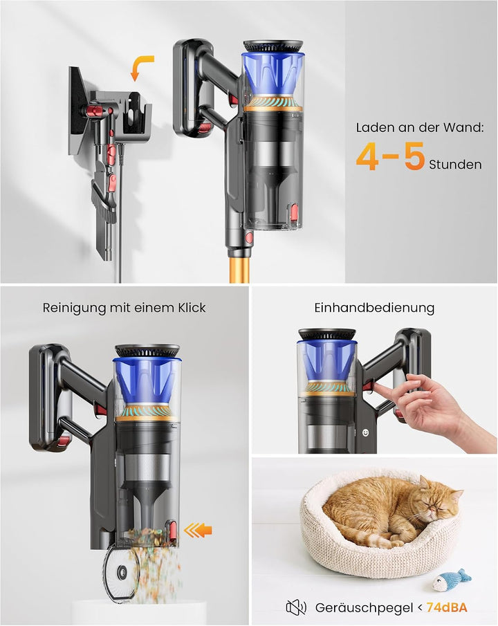 CHEBIO Akku Staubsauger, Schwarz