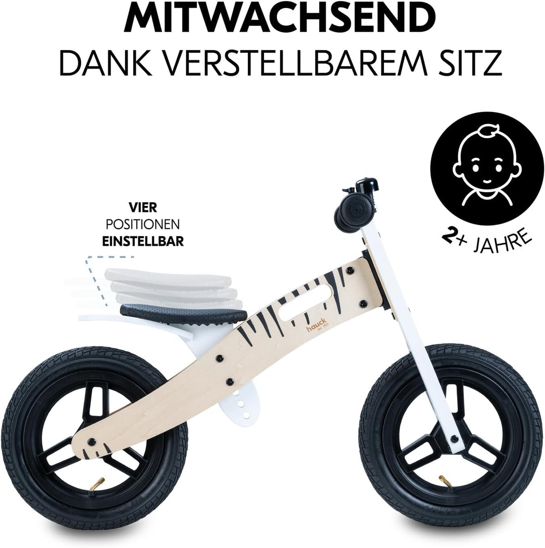 hauck Kinder Laufrad Balance N Ride ab 2 Jahre bis 20 kg, Holz Laufrad, Sattel Höhenverstellbar, Rut