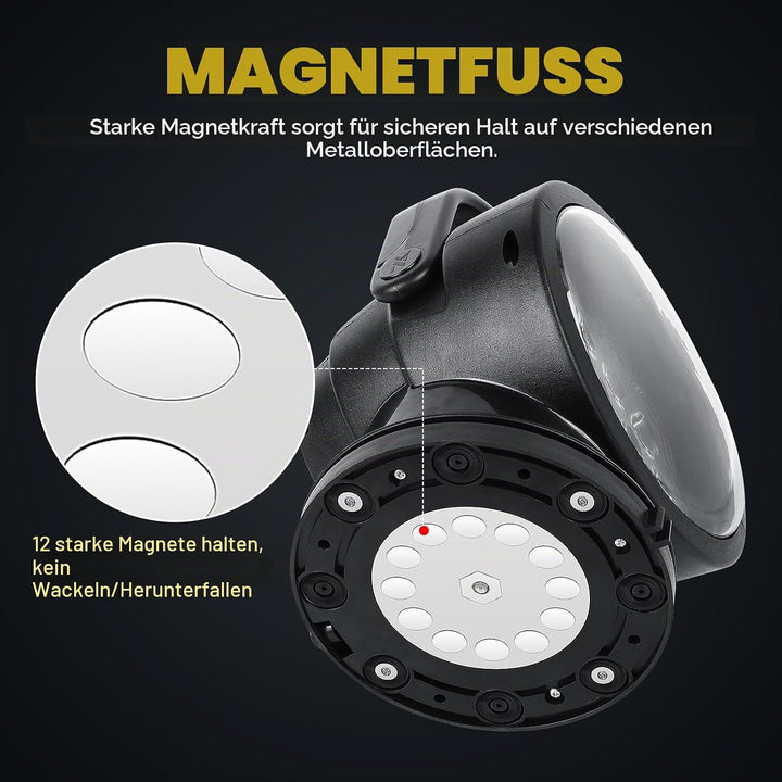 RIGIDON Led Arbeitsscheinwerfer mit Magnetfuss, 38W 3800LM Suchscheinwerfer Model B, Model B