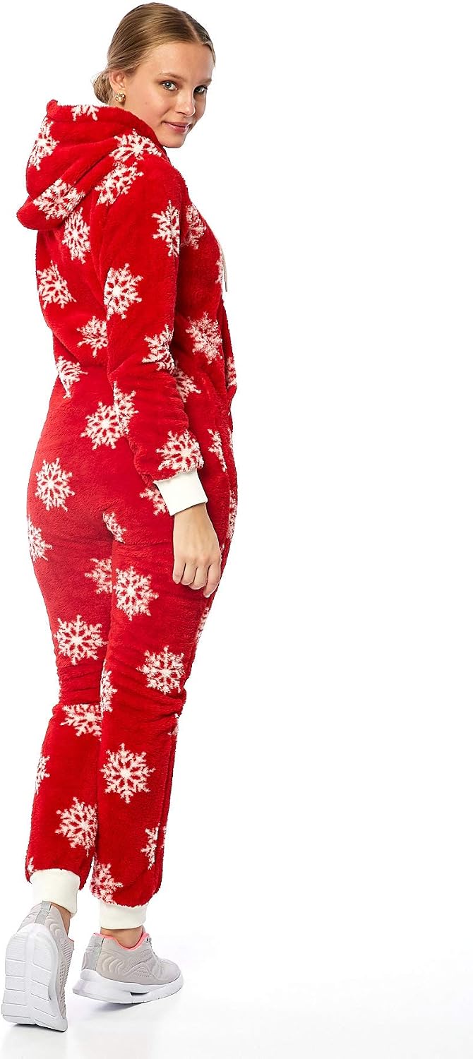 Crazy Age Teddyfleece Teddyfell mit Muster Jumpsuit flauschig und kuschelig One Piece Overall warm M