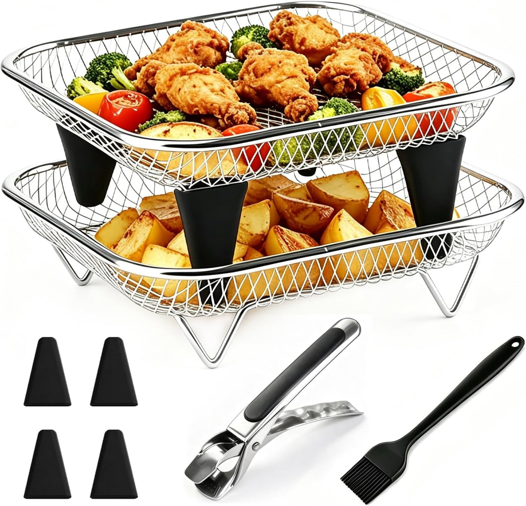 Heissluftfritteuse Zubehör: Airfryer Gitter Eckig Edelstahl