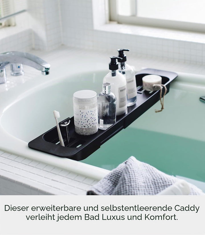 Extendable bathtub tray - Tower - black Schwarz, Schwarz