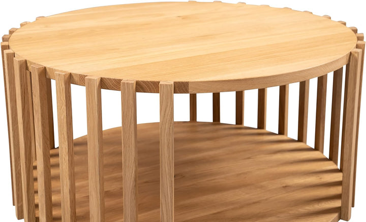 M2 Kollektion Mats 2 Couchtisch, Holz, Braun, D=70cm, H=40cm