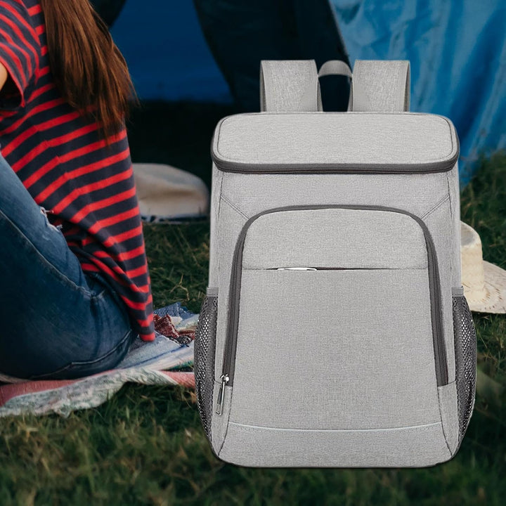 Isolierter Rucksack Kühltasche 50L Lunchtasche Mit Mehreren Fächern Grau, Grau