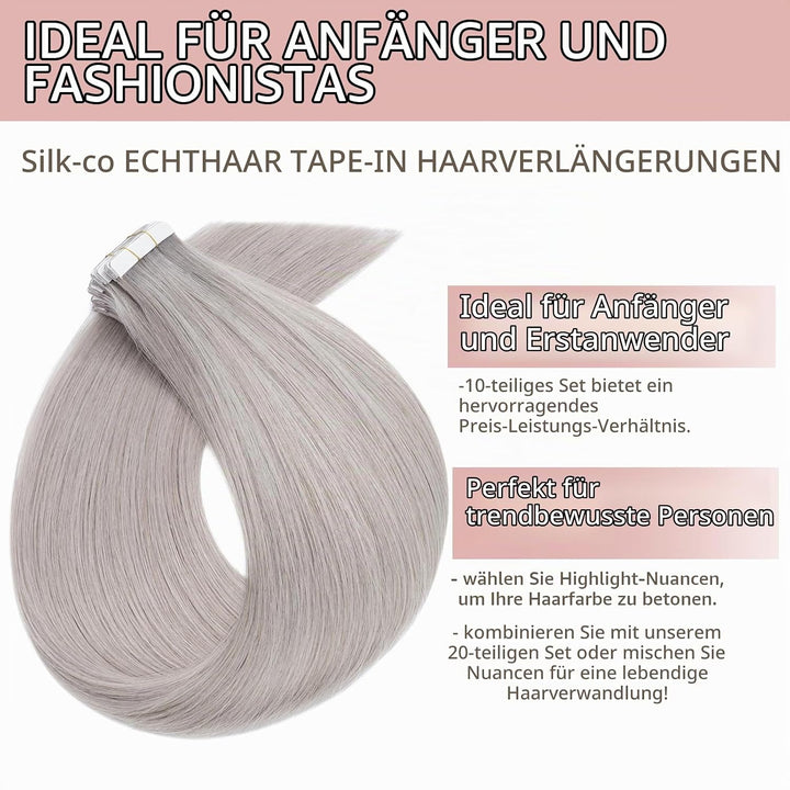 Tape Extensions Echthaar 10stk, Remy Tape in Extensions Haarverlängerung, Skin Weft Echthaar Haarext